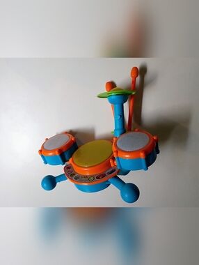 Kids Electronic Drum Set Toy - Blue & Orange with Yellow Pad- Like New